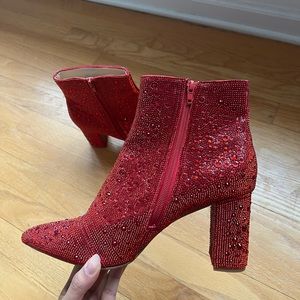 Betsey Johnson Cady Red Heeled Boots